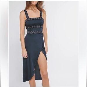 FOR LOVE & LEMONS Navy Opal Beaded Midi Dress Medium